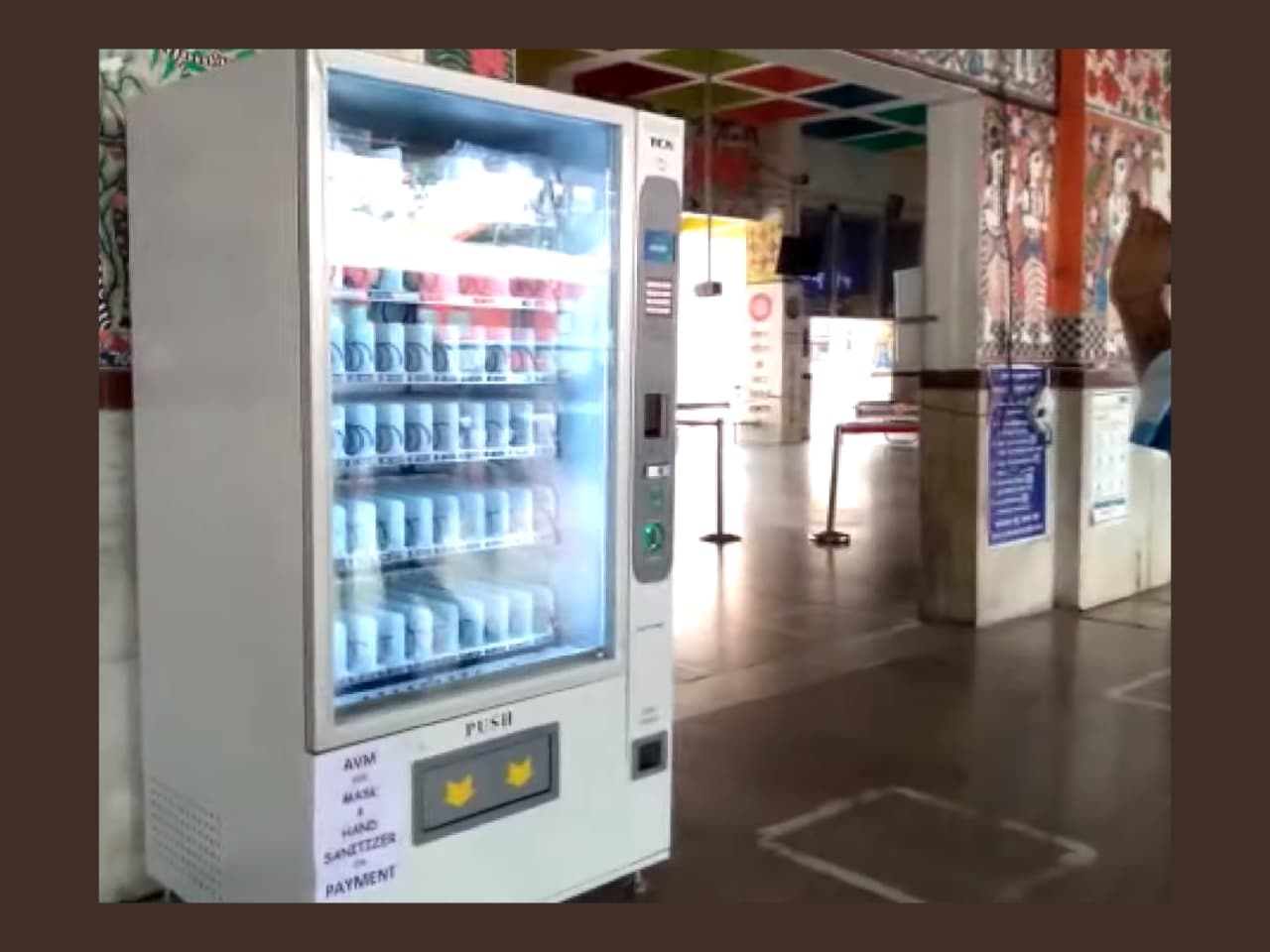 Automatic Vending Machine selling Mask and Sanitizer mounted at Patna Junction