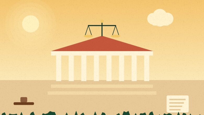 District Court Muzaffarpur - Illustration of a court building with columns and the scales of justice