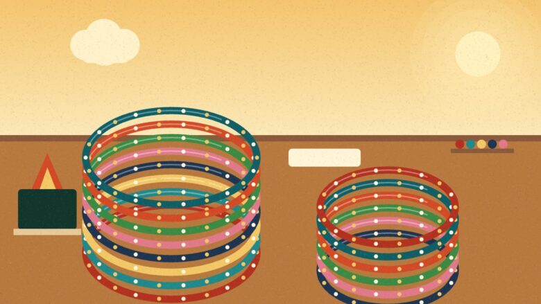 Muzaffarpur lac bangles illustration with stacks of lahthi bangles