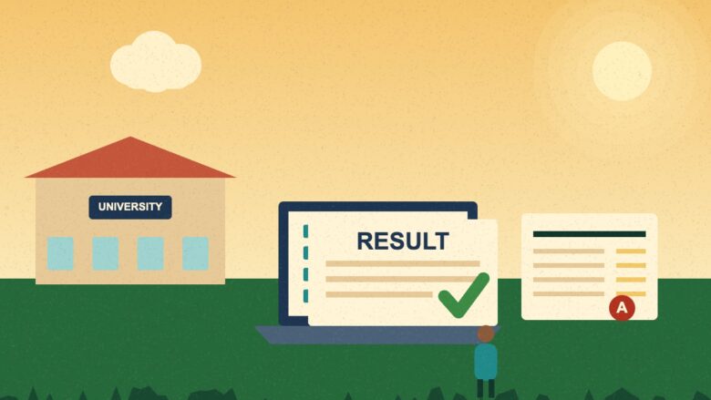 BRABU result illustration with a laptop showing a result page